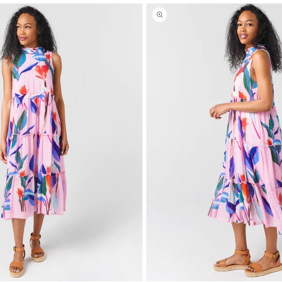 Oliphant Tiered Ruffle Midi Dress - Medium - Picture 1 of 10